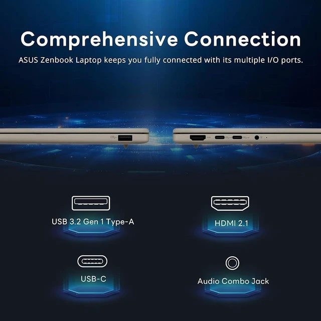 Alt view image 5 of 7 - ASUS Zenbook 14 AI Business Laptop, 14" OLED 2K 60Hz 600 nits Display, Snapdragon X Plus X1P 42 100, 16GB LPDDR5X / 512GB SSD, Backlit Keyboard, WiFi 6E, Facial Recognition, Win 11 Home
