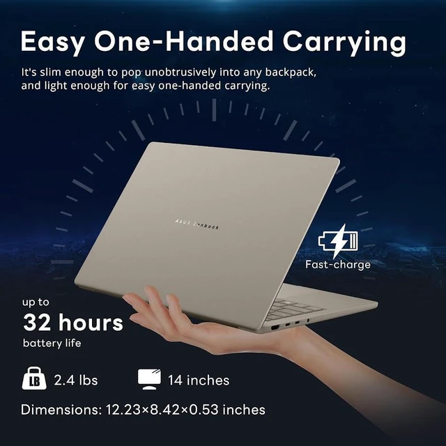 Alt view image 7 of 7 - ASUS Zenbook 14 AI Business Laptop, 14" OLED 2K 60Hz 600 nits Display, Snapdragon X Plus X1P 42 100, 16GB LPDDR5X / 512GB SSD, Backlit Keyboard, WiFi 6E, Facial Recognition, Win 11 Home