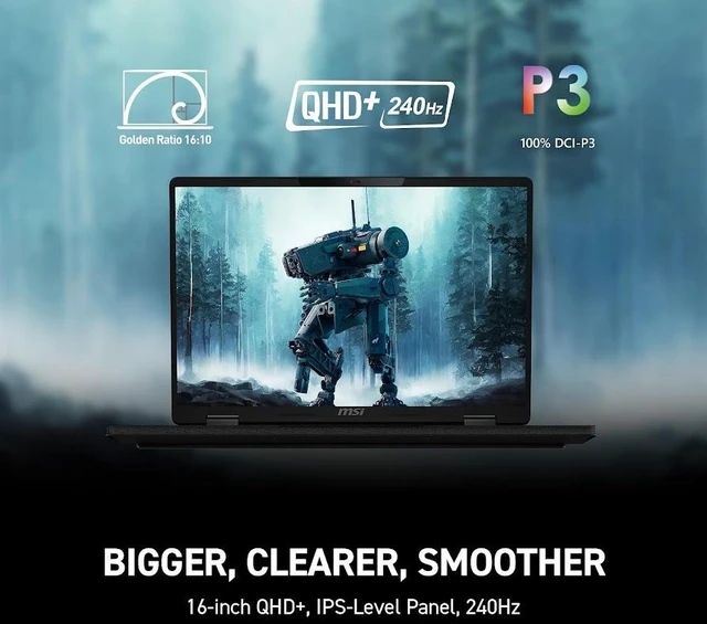Alt view image 6 of 7 - MSI Crosshair A16 HX Gaming Laptop, 16" QHD IPS 240Hz Display, AMD Ryen 9 8940HX (>i9-13900HX), GeForce RTX 5060 8GB GDDR7, 32GB DDR5 / 1TB SSD, 24-Zone RGB Backlit KB, WiFi 6E, Win11 Pro