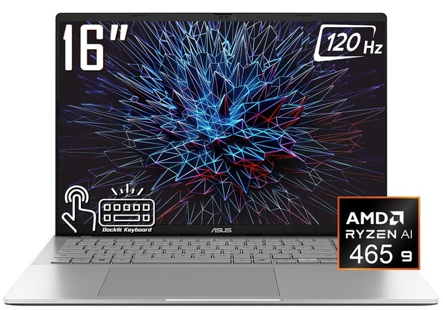 Main image of ASUS Vivobook S16 Business AI Laptop, 16" FHD+ Touchscreen 120Hz 400 nits Display, AMD Ryzen AI 9 465 (beats i9-14900H), 16GB DDR5 / 1TB SSD, Backlit Keyboard, WiFi 6, Bluetooth 5.4, Win 11 Home