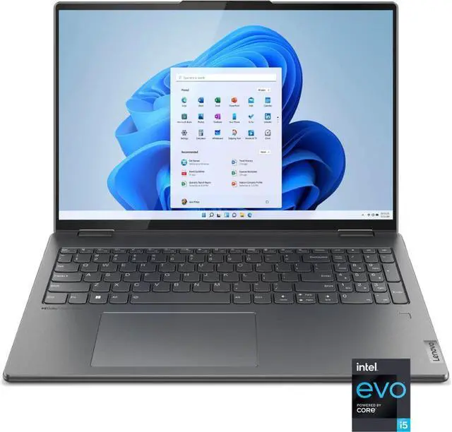 Alt view image 3 of 6 - Lenovo Yoga 7i 16'' 2.5K Touchscreen 2-in-1 Laptop, 12th Intel Evo Platform 12-Core i5-1240P, 8GB LPDDR5 RAM, 256GB SSD, Iris Xe Graphics, Backlit KB, FP, Win11 Home