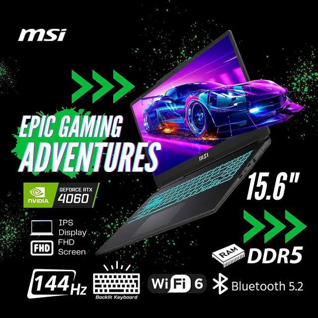 Alt view image 2 of 7 - MSI Cyborg Gaming Laptop, 15.6" 144Hz FHD Display, Intel Core i7-12650H(Beat i9-11980HK, 10 Cores, 16 Threads), GeForce RTX 4060, 64GB DDR5 RAM - 4TB SSD, Backlit Keyboard, RJ45 4 TB PCIe 64GB