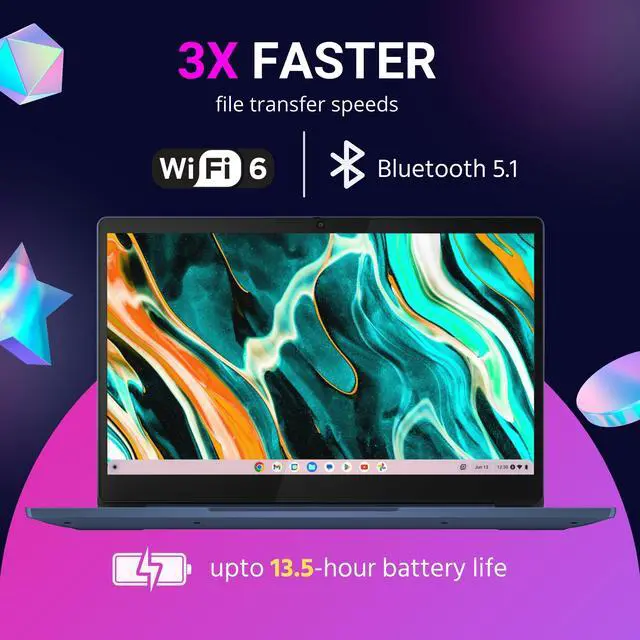 Alt view image 4 of 7 - Lenovo IdeaPad Slim 3 Chromebook 2023, 14" FHD Touch Screen, 4GB LPDDR4X RAM 64GB eMMC, MediaTek Kompanio 520 Processor(8-Core, Up to 2.0 GHz), WiFi 6, Long Battery, Chrome OS