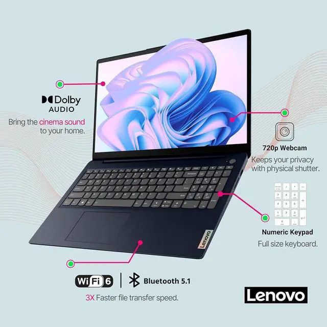 Alt view image 6 of 6 - Lenovo Ideapad 3i, 15.6" FHD Touchscreen Laptop, Intel 4-Core i5-1155G7(Beat i7-10710U, Up to 4.5 GHz), 12GB DDR4 RAM 512GB SSD, Dolby Audio, WiFi 6, Alexa, Bluetooth 5.1, SD Card Reader