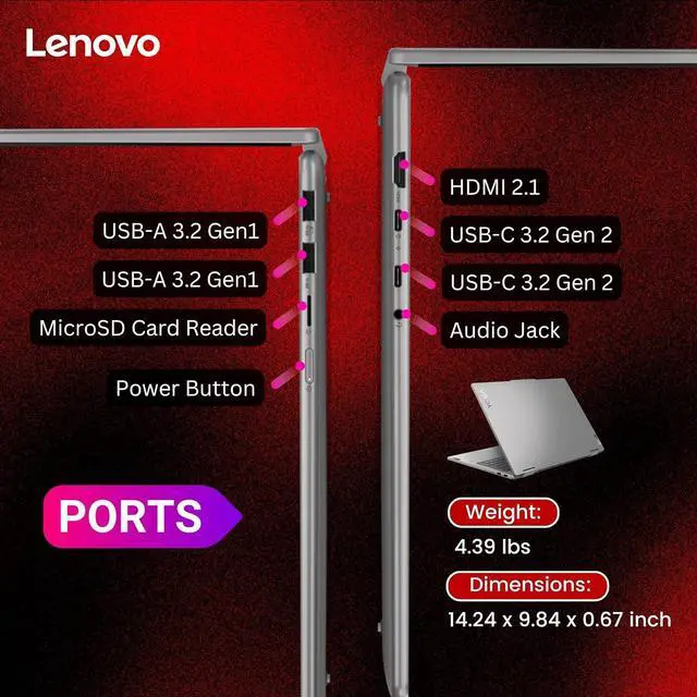 Alt view image 6 of 7 - Lenovo Yoga 7 2-in-1 AI Laptop, 16" WUXGA 1920x1200 Touchscreen, AMD Ryzen 7 8840HS(>i7-12700H, 5.10 GHz), 16GB LPDDR5X RAM 1TB SSD, Backlit Keyboard, Fingerprint, Windows 11 Home