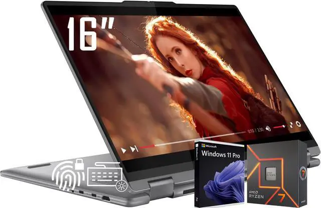 Alt view image 7 of 7 - Lenovo Yoga 7 2-in-1 Business AI Laptop, 16" WUXGA Touchscreen Display, AMD Ryzen 7 8840HS(>i7-12700H, 5.10 GHz), 16GB LPDDR5X RAM 1TB SSD, Backlit Keyboard, Fingerprint