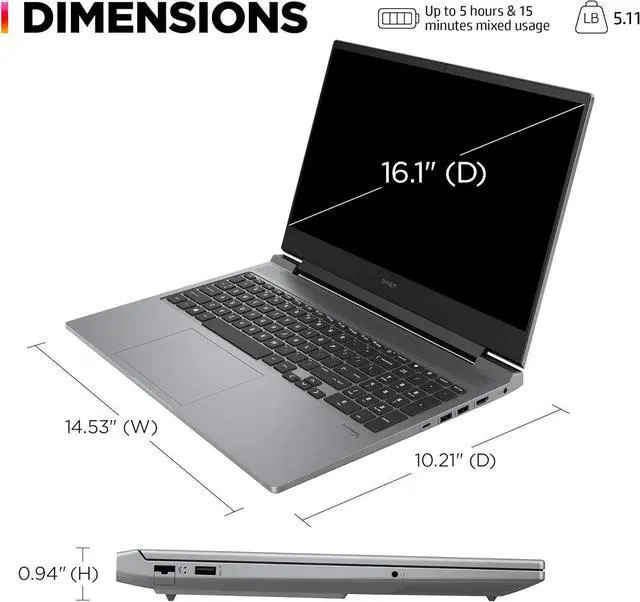 Alt view image 6 of 7 - HP OMEN Gaming Laptop, 16.1" 165Hz FHD Display, 32GB RAM 2TB SSD, Intel Core i7-14650HX(up to 5.20 GHz), GeForce RTX 4060, 1-Zone RGB Backlit KB, Wi-Fi 6, RJ-45, Windows 11 Home 32GB 2 TB PCIe