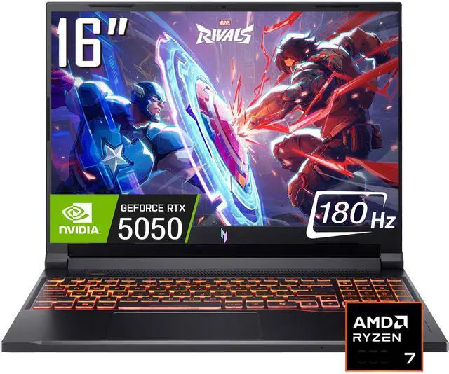 Main image of Acer Nitro V AI Gaming Laptop, 16 WUXGA 180Hz IPS Display, AMD Ryzen 7 260 (>Up to 5.1 GHz), NVIDIA GeForce RTX 5050 8GB GDDR7, 32GB DDR5 / 1TB SSD, RGB Backlit Keyboard, Wi-Fi 6E, Win11 Home