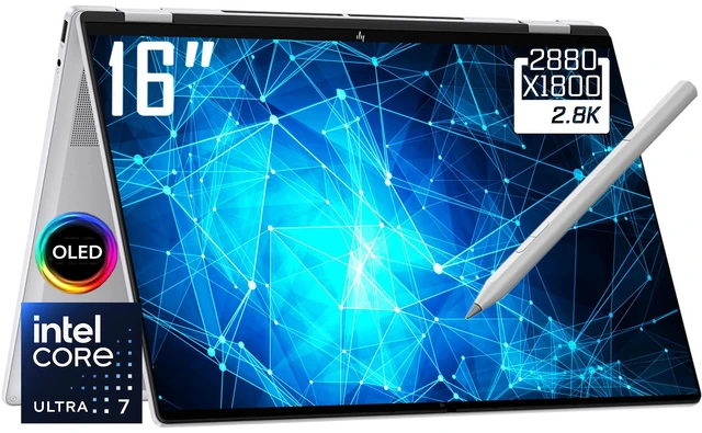 Main image of HP OmniBook 7 Flip 16" 2-in-1 Copilot AI Laptop, 3K OLED Touchscreen Display, Intel Evo 8-Core Ultra 7 258V(>Ultra 9 185H), 32GB LPDDR5X 2TB SSD, WiFi 7, Backlit KB, W/ S Pen, Win11 Home