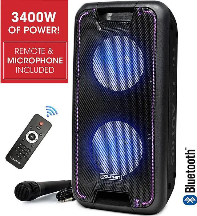 Alt view image 2 of 11 - Dolphin SP-210RBT Rechargeable Dual 10" Party Speaker with Lights