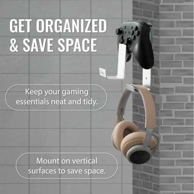 Alt view image 2 of 6 - Aluminum Wall Mount Holder Stand For Controller Headphone Gaming Accessories