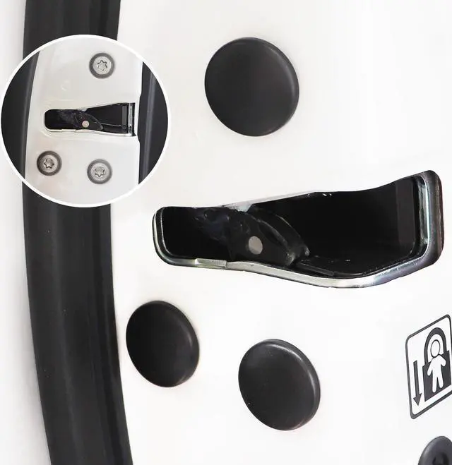 Alt view image 5 of 6 - 16Pcs Car Door Lock Screws Protector Cover Anti-Rust Cap Trim Stickers Universal