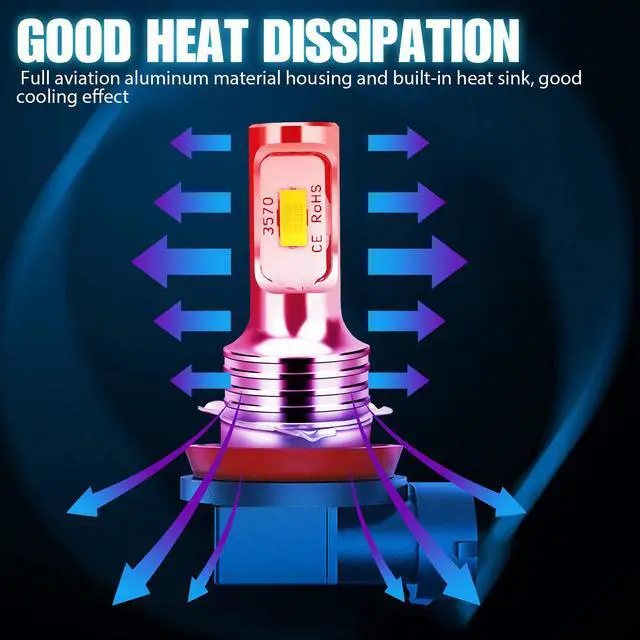 Alt view image 4 of 6 - 4x H8 H9 H11 Super White LED Headlight Bulbs Conversion Kit High Low Beam 6000K