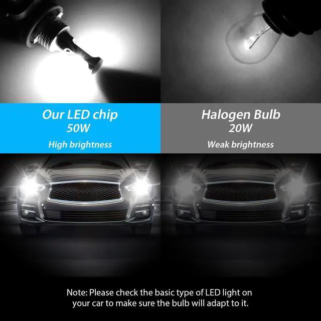 Alt view image 5 of 6 - 4x H8 H9 H11 Super White LED Headlight Bulbs Conversion Kit High Low Beam 6000K