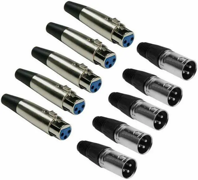 Main image of 10 Pack XLR 3-Pin Female Male Audio Mic Microphone Adapter Cable Connector Plug