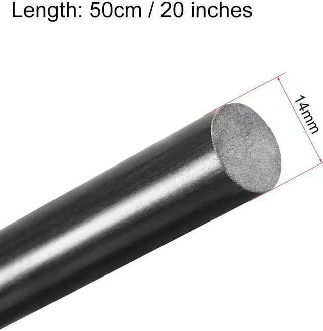 Alt view image 2 of 2 - FRP Fiberglass Round Rod 9/16 inch Dia 20 inch Length Black Engineering Round Bar Rod 2pcs