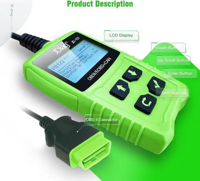 Alt view image 6 of 6 - JDiag Universal Code Readers JD101 Engine Scan Tool Check Engine Light Car Diagnostic Tool OBDII Scanner with Battery Test for All Cars Vehicles Auto After 1996