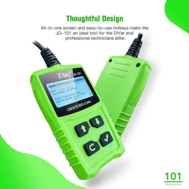 Alt view image 4 of 6 - JDiag Universal Code Readers JD101 Engine Scan Tool Check Engine Light Car Diagnostic Tool OBDII Scanner with Battery Test for All Cars Vehicles Auto After 1996