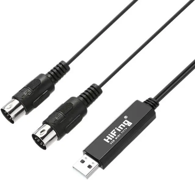 Alt view image 6 of 7 - HiFing USB IN-OUT MIDI Cable One In One Out Interface 5 Pin Line Converter PC to Music Keyboard Adapter Cord Black