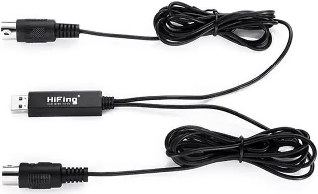 Alt view image 3 of 7 - HiFing USB IN-OUT MIDI Cable One In One Out Interface 5 Pin Line Converter PC to Music Keyboard Adapter Cord Black