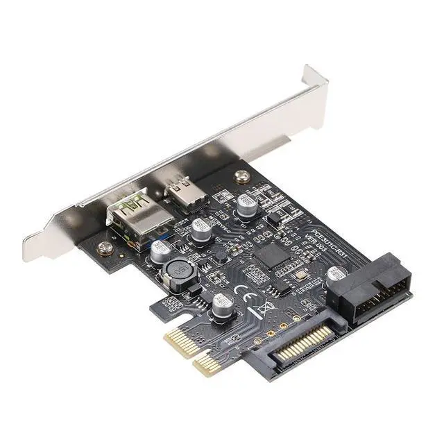 Alt view image 4 of 7 - PCI-e to USB3.1 Type-C Expansion Card PCI-E to USB Fast Charge with 19Pin Front Adapter Card GEN1 5G PCI-express