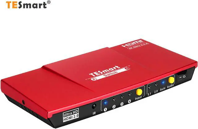Alt view image 8 of 14 - TESmart 4x1 HDMI Switch supports Ultra HD 4K@60Hz 4: 4: 4, 4-port HDMI switch with audio output and IR remote control, HDR, 3D, For Xbox 360/One, PS4/PS3