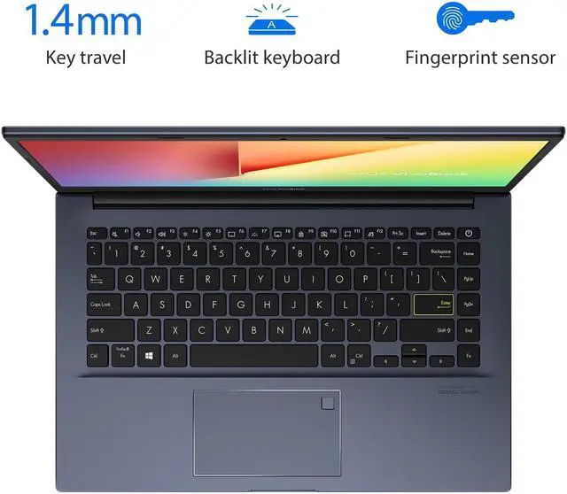 Alt view image 4 of 6 - Newest Asus VivoBook 14" FHD Premium Thin & Light Laptop (Google Classroom Compatible), AMD 2nd Gen Ryzen 5 3500U, 8GB RAM, 256GB PCIe SSD, Backlit Keyboard, Fingerprint Reader, Windows 10 Home