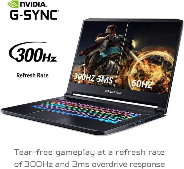 Alt view image 2 of 7 - 2021 Acer Predator Triton 500 PT515 Gaming Laptop, 15.6" FHD NVIDIA G-SYNC 300Hz Display, 10th Gen Intel Core i7-10750H, 16GB RAM, 1TB PCIe SSD, NVIDIA GeForce RTX 2070, RGB Backlit KB, Windows 10