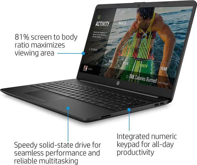 Alt view image 3 of 6 - Newest HP 15.6" FHD IPS Premium Business Laptop, Intel Celeron N4020 Processor upto 2.8GHz, 16GB RAM, 512GB SSD, WIFI, USB-C, Card Reader, Windows 10 Pro, Black