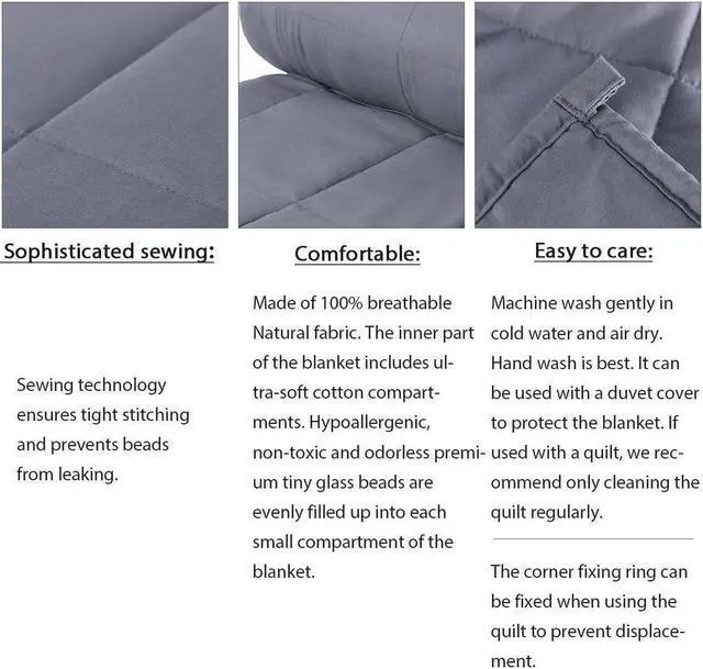 Alt view image 3 of 6 - Weighted Blanket  Queen Size Deep Sleep Reduce Stress Blankets 60'' x 80'' 20lbs