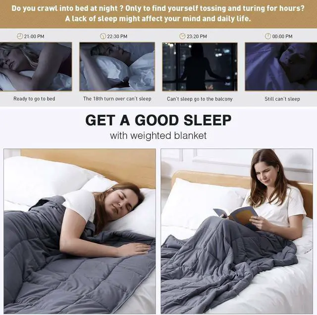 Alt view image 2 of 6 - Weighted Blanket  Queen Size Deep Sleep Reduce Stress Blankets 60'' x 80'' 20lbs