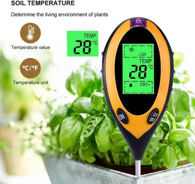 Alt view image 3 of 6 - 4 in 1 LCD Digital PH Tester Soil Water Moisture Light Temperature Test Meter