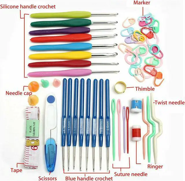 Alt view image 2 of 7 - 53Pcs Crochet Hooks Knitting Needles Knit Weave Craft Yarn Set Sewing Accessory