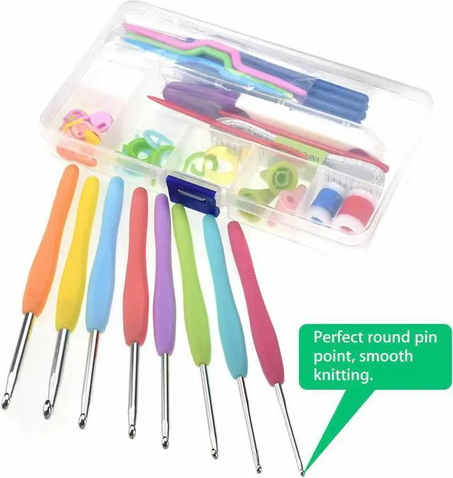 Alt view image 6 of 7 - 53Pcs Crochet Hooks Knitting Needles Knit Weave Craft Yarn Set Sewing Accessory