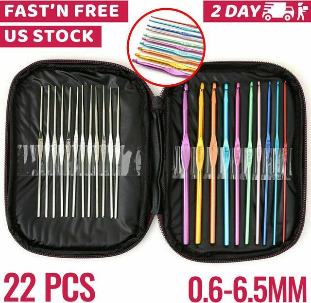 Main image of Crochet Hook Set Kit Yarn Knitting Needles Ergonomic Plastic Metal Supplies