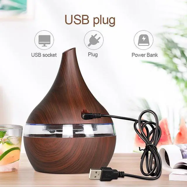Alt view image 3 of 8 - 300ml USB Electric Aroma Air Diffuser Wood Ultrasonic Air Humidifier Essential Oil Aromatherapy Cool Mist Maker For Home