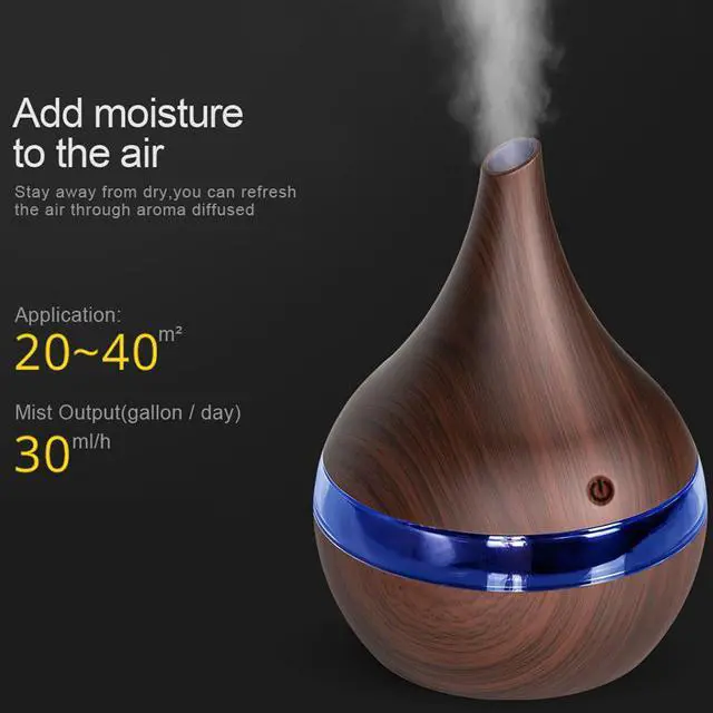 Alt view image 2 of 8 - 300ml USB Electric Aroma Air Diffuser Wood Ultrasonic Air Humidifier Essential Oil Aromatherapy Cool Mist Maker For Home