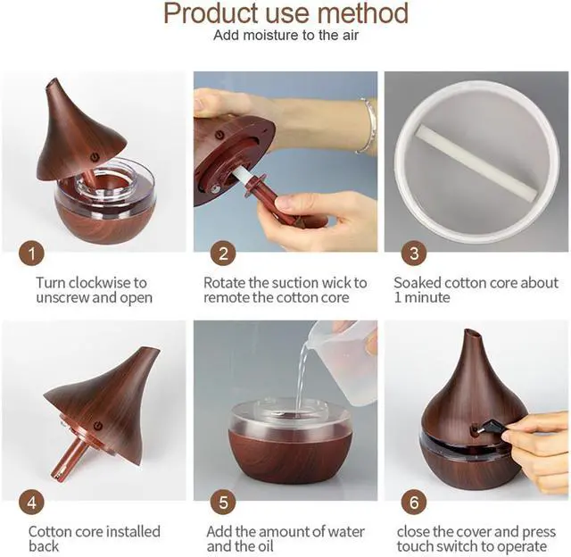 Alt view image 6 of 8 - 300ml USB Electric Aroma Air Diffuser Wood Ultrasonic Air Humidifier Essential Oil Aromatherapy Cool Mist Maker For Home