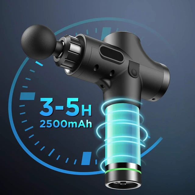 Alt view image 2 of 8 - Muscle Massage Gun, Handheld Tissue Massager, Cordless Electric Percussion Massager with 4 Heads and 20 Adjustable Speeds for Muscles, Back, Foot, Neck, Shoulder, Leg, Calf Pain Relief