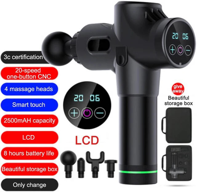 Main image of Muscle Massage Gun, Handheld Tissue Massager, Cordless Electric Percussion Massager with 4 Heads and 20 Adjustable Speeds for Muscles, Back, Foot, Neck, Shoulder, Leg, Calf Pain Relief