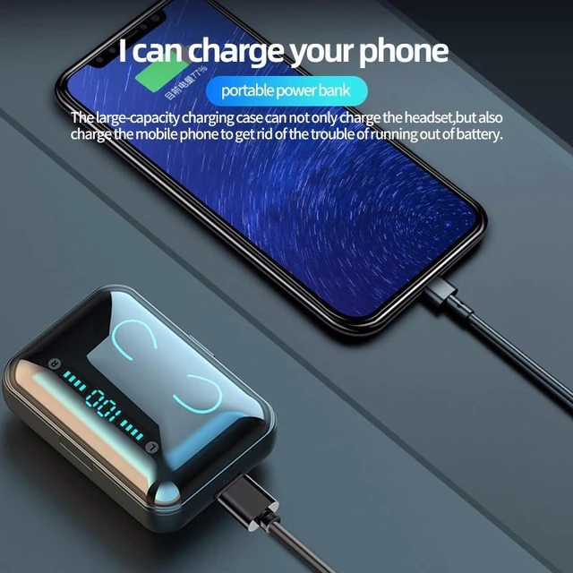 Alt view image 4 of 8 - TWS Bluetooth 5.0 Wireless Earphone 3D Bass Stereo In-ear Bluetooth Earphones Earbuds Handsfree Headset With Microphone Charging Case for Cell Phones