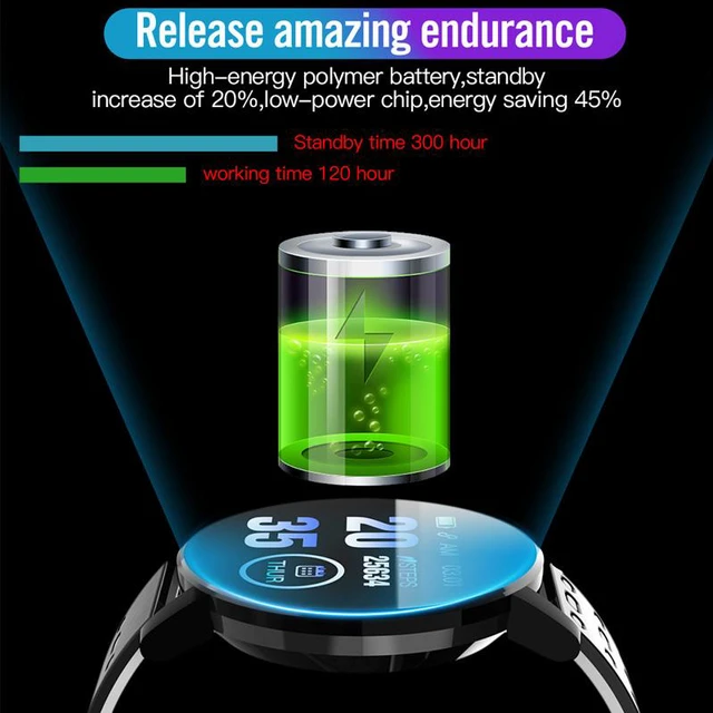Alt view image 4 of 7 - Smart Bracelet Blood Pressure Measurement IP67 Life Waterproof Fitness Tracker Watch Women Men Heart Rate Monitor Smartband for IOS Android