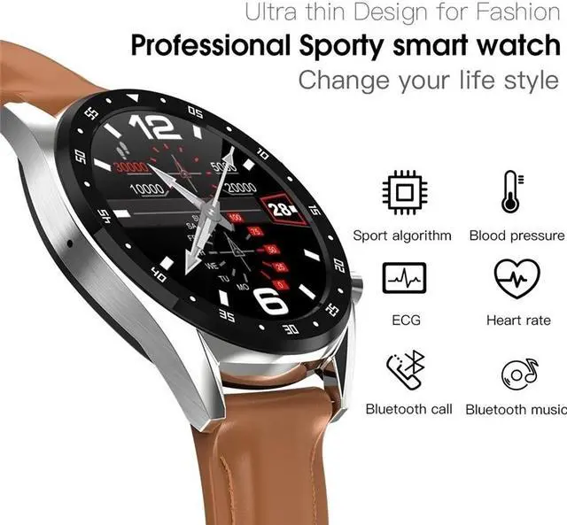 Alt view image 3 of 7 - Smart Watch Men's Heart Rate Blood Pressure Monitor Pedometer Fitness Tracker IP68 Waterproof Smartwatch With Bluetooth Call (Brown Color)