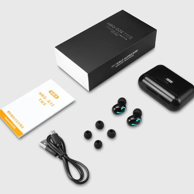 Alt view image 7 of 8 - True Bluetooth 5.0 Earphone HBQ TWS Wireless Headphons Sport Handsfree Earbuds 3D Stereo Gaming Headset With Mic Charging Box