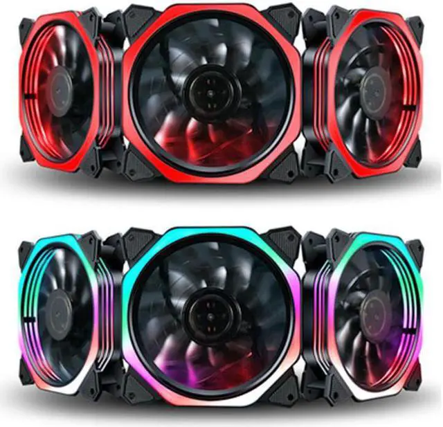 Main image of 1pc DC12V PC Silent Cooler Computer Case CPU Cooling Fan 120mm Dual Halo Hydraulic Bearing Heat Sink Radiator Multicolor Red Fan