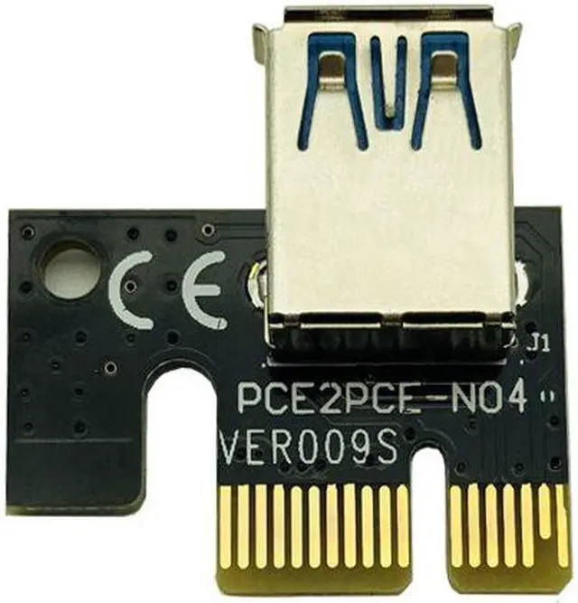 Alt view image 5 of 6 - 10PCS 009S PCIE PCI-E 1x to 16x PCI Express Riser Card Molex 6pin Power Supply Adapter SATA to USB 3.0 Cable for BTC ETH Mining