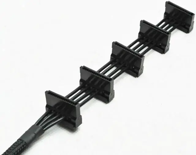 Alt view image 3 of 5 - High Quality 1 Pcs Practical Durable PC Server 4 pins IDE Molex 1 to 5 SATA Power Cable Adapter Splitter Cables 18AWG Black 40cm