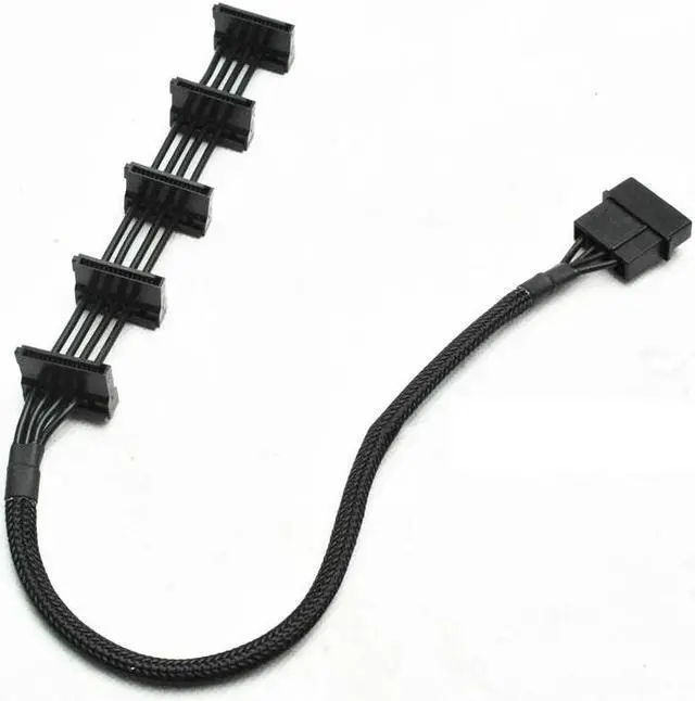 Main image of High Quality 1 Pcs Practical Durable PC Server 4 pins IDE Molex 1 to 5 SATA Power Cable Adapter Splitter Cables 18AWG Black 40cm