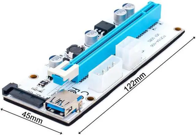 Alt view image 3 of 5 - VER008S 3 in 1 Molex 4Pin SATA 6PIN PCIE PCI-E PCI Express Riser Card 1x to 16x USB 3.0 Cable For Mining Bitcoin Miner