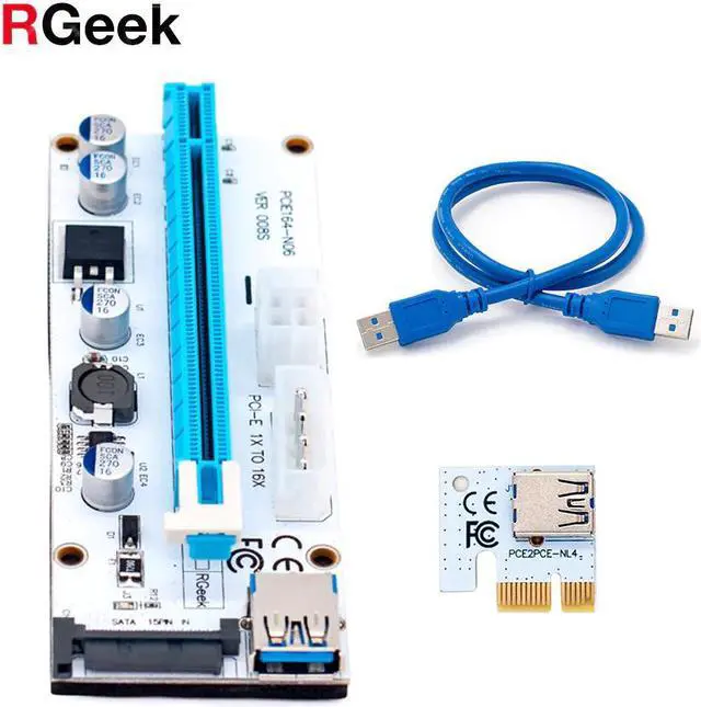 Main image of VER008S 3 in 1 Molex 4Pin SATA 6PIN PCIE PCI-E PCI Express Riser Card 1x to 16x USB 3.0 Cable For Mining Bitcoin Miner